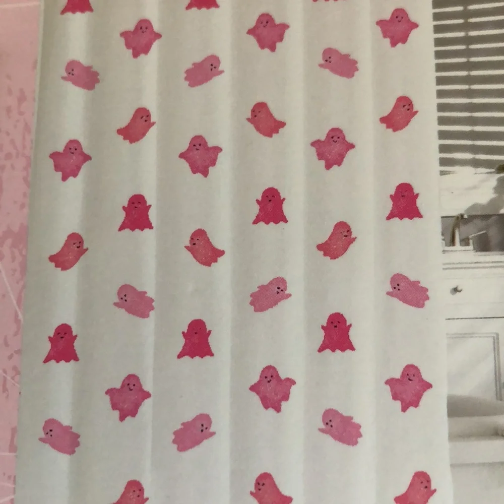 Kassatex PINK GHOSTS Halloween Shower Curtain Bath Decor